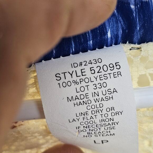 Vtg Sheer Crochet Overlay Lace Blouse Top Womens LP Cottage Coquette - Picture 5 of 7